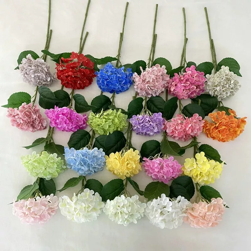 Hydrangea ສໍາຜັດດອກໄມ້ປອມທີ່ແທ້ຈິງ
