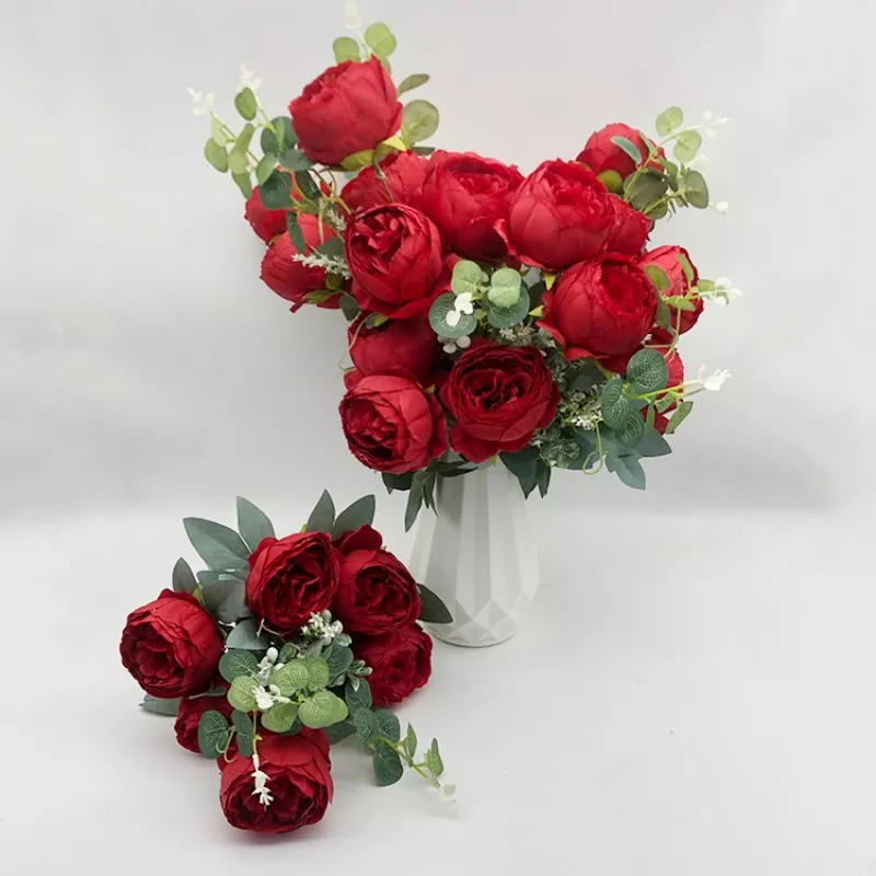 ດອກໄມ້ Silk peony bouquet